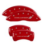 MGP Caliper Covers 12162SCL1RD 'Challenger ll' Engraved Caliper Cover with Red Powder Coat Finish and Silver Characters, (Set of 4)