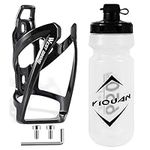 ROGTYO Bike Bottle Holder Set Bicycle Bottle Holder with 650ML Bicycle Bottle, Lightweight Drink Holder Bicycle with Screws - BPA Free Bicycle Water Bottle for Bicycle, Road Bike, Mountain Bikes