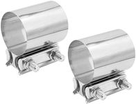 aleawol 2pcs 2.5in Exhaust Clamps, Lap Joint Exhaust Band Clamp, Car Exhaust Pipe Clamps Stainless Steel Exhaust Clamps for Exhaust Pipes Muffler Ends and Exhaust System Connection
