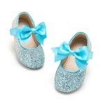 Kiderence Little Toddler Girls Dress Shoes Ballerina Ballet Flats Kids Blue Mary Janes Size 8