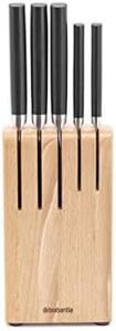 Brabantia 260483 Ceppo di coltelli, Legno e Nero, Altezza: 36 cm, Lunghezza: 10 cm, Larghezza: 12 cm