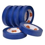 TAPEBEAR Blue Masking Tape, Painters Tape 24mm x 55m, UV Anti Residue Free Blue Tape, Wall Painting Masking Tape with Sharp Lines for Painting,Paint Tape, Outdoor, 6Rolls