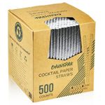 Chunsapk 5.75 inch Disposable Short Silver Paper Cocktail Straws, Stirring Straws 500 Counts - for Party, Wedding, Bars