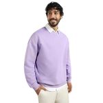 NOBERO Men's Cotton Blend Crew Neck Sweatshirt (1M-TWSS-R0005_Digital Lavender