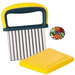 Crinkle Cutter Wavy Blade Chips Cutter French Fry Slicer Potato Carrot Chipper Vegetable Crinkle Knife Stainless Steel Wavy Chopper Kitchen Cutting Tool, Yellow