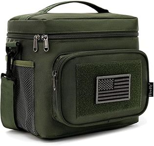 FlowFly Tactical Lunch Bag Large Insulated Lunch Box Cooler Tote for Men, Women with MOLLE/PALS Webbing (Army#Green, Medium)