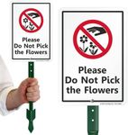 SmartSign 10 x 7 inch “Please Do Not Pick The Flowers” Yard Sign and Stake Kit, 40 mil Laminated Rustproof Aluminum, Black/Red on White, Set of 1, Made in USA