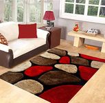 Aone Enterprises Modern Microfiber Shaggy Carpet for Home Living Room Cabin Soft Fluffy Fur Rug for Kitchen Cabins Hall Area Floor Bedside Runner Carpets for Bedroom (Red Stone, 3x5)