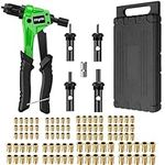 eSynic 8" Hand Rivet Nut Gun,Heavy Duty Hand Riveter Kit Rivet Nut Gun Set, Rivet Nut Tools with 100pcs M3 M4 M5 M6 Rivet Nut and with A Rugged Carrying Case