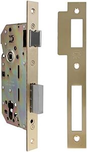 Amig - Mortice Lock for Wooden Doors | with Deadbolt | Square Front and Bracket Part | 50mm Distance | Reversible Latch | Steel | Gold | 240mm