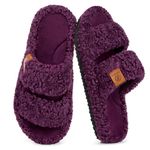 EverFoams Womens Fuzzy Open-toe Slippers Soft Comfy Memory Foam Indoor House Shoes Plum Violet,5-6 UK
