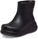 Crocs Unisex-Adult Classic Crush Rain Boots, Black, 6 Women/4 Men