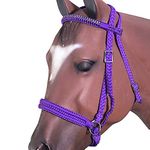 HILASON Flat Braided Paracord Horse Headstall Bridle Purple W/Crystals | Headstall for Horses | Western Headstall | Horse Headstalls Western