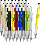 72 Pcs Gift Pen multi tool pen 6 in 1 Multifunction Pen Tactical Pen with Levelgauge Ruler Screwdriver Stylus Ballpoint Pen and 80 Pcs Replacement Refills, for student Back to School favors 8 Colors