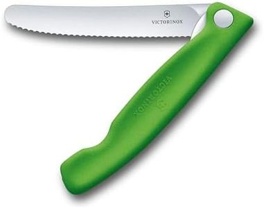 Victorinox Swiss Classic Foldable Paring Knife with Wavy Edge, 11 cm Blade Length, Green, One Size