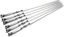 Envop Kabob Skewers Stainless Steel Long BBQ 6PCS Barbecue Skewers, Flat Metal Kebob Sticks Wide Reusable Grilling Skewers for Meat Chicken