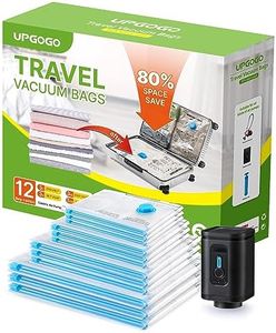 UPGOGO Combo 12 Pack Travel Vacuum Bags with Prtable Electric Pump,Vacuum Seal Bags for Clothing,Space Saver Vacuum Storage Bags,Vacuum Travel Bags for Luggage,Travel Essentials