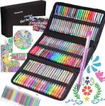 Vozuna 145 Pack Glitter Gel Pens Set 72 Unique Colours & 72 Refills with 1 Colouring Book for Kids Adult Colouring Books Drawing Doodling Crafts Scrapbooking