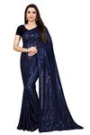 kfgroup Women's Woven Pure Georgette Saree Ethnic Dresses Wedding Sari with Blouse Piece (Blue), Free size, Blue, Free size