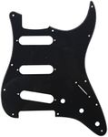 Musiclily SSS 11 Hole Strat Guitar Pickguard for Fender USA/Mexican Made Standard Stratocaster Modern Style, 1Ply Black