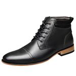 ANUFER Men's Vintage Lace-Up Leather Ankle Boots Zip Formal Dress Shoes Black SN01825 UK10.5