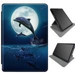 Dolphin Moon 360 Degree Rotating Case for 6" All-New Kindle (11th Generation-2022 Release), Multi-Angle Viewing Stand PU Leather Case with Auto Wake/Sleep