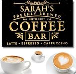 Personalized Coffee Bar Decor - Choice of Size, Fonts, and Colors | Wood Coffee Bar Accessories, Kitchen Wall Decor, Wooden Coffee Station Decor, Custom Coffee Counter Decoration | True Stock Studios