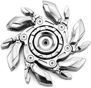 PuffPop EDC Fidget Sliders Open Armor Spinning TopFidget Toys Stress Relief for Adults Magnetic Metal (Bright Silver)