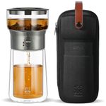 ZENS Modern Solo Tea Infuser Teapot, Smart One Touch Drip Tea Pot for Loose Tea Diffusers, Small Glass Gongfu Magic Teapot with 270ml Insulated Cup and Portable Tea Kits for Tea Lovers Gifts