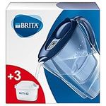 BRITA Marella fridge water filter jug, 2.4L, Blue, Includes 3 x MAXTRA+ filter cartridges for reduction of chlorine, limescale and impurities, 10.9 x 26.7 x 27.7 cm (packaging may vary)