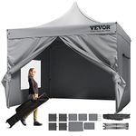 VEVOR 10x10 FT Pop up Canopy with Removable Sidewalls, Instant Canopies Portable Gazebo & Wheeled Bag, UV Resistant Waterproof, Enclosed Canopy Tent for Outdoor Events, Patio, Backyard, Party, Camping