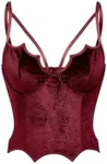 SHENHE Women's PU Leather Cut Out Sexy Bustier Asymmetrical Corset Goth Crop Club Top Velvet Burgundy Small