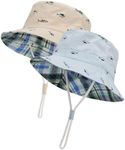 Durio Baby Bucket Sun Hat Toddler Hats Boys Summer Sun Hats for Kids Beach Hat 2Pack Beige/Blue 3-6 Months