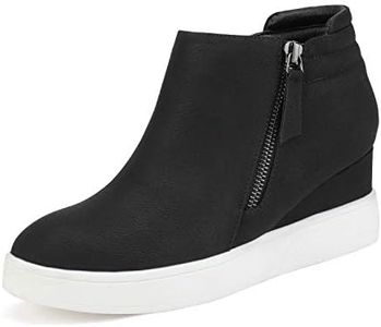 DREAM PAIRS Women?s Black Casual Platform Wedge Sneaker Booties Size 9.5 M US Wedge-Snkr-2