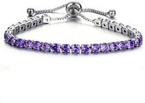 CiNily Adjustable Tennis Bracelets for Women Purple Cubic Zirconia Bracelet 14K White Gold Plated Hypoallergenic Slider Bracelet Jewelry