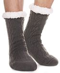 EBMORE Mens Slipper Fluffy Socks Bed Thermal Winter Cosy Cabin Grips Warm Fleece Soft Thick Non Slip Dad Christmas Secret Santa Gifts Stocking Fillers for Men Him Comfy Home Socks (Dark Grey)