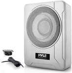 Pyle 8-Inch Low-Profile Amplified Subwoofer System - 600 Watt Compact Enclosed Active Marine Underseat Car Subwoofer with Built in Amp, Powered Car Subwoofer w/Low & High Level Inputs PLMRSBA8,Silver