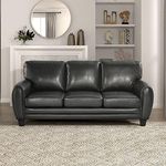 Homelegance 85"W Rubin Modern Sofa with Track Arms, Foam Cushions, Comfort 3 Seater Couch, Faux Leather Sofa, for Living Room, Apartment, Office, Easy Assembly, Black