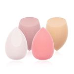 (Pink)4 Pcs Makeup Sponges Blender Set,Cosmetics Beauty Sponges with holder box for Foundation Blender,Powder,Liquid and Cream,Dry&Wet Use Makeup Egg Sponge makeup sponge