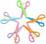 PECULA 5 Pack Toddler Scissors, Safety Scissors For Kids, Plastic Children Safety Scissors, Dual-Colour Preschool Training Scissors For Cutting Tools Paper Craft Supplies