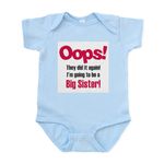 CafePress - Oops Big Sister Infant Bodysuit - Cute Infant Bodysuit Baby Romper Sky Blue