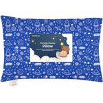 Toddler Pillow with Pillowcase - 13x18 My Little Dreamy Pillow - Organic Cotton Toddler Pillows for Sleeping, Kids Pillow, Travel Pillows for Sleeping, Mini Pillow, Toddler Bed Pillows (Off to Space)