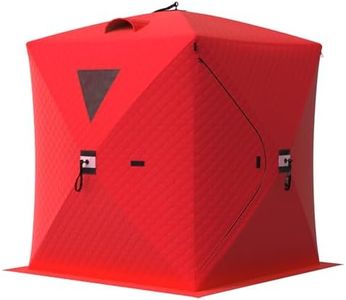 Garvee Insulated Pop-Up Ice Fishing Tent, 3-4 Person Portable Hub-Style Tent, Windproof Thermal Shanty with Hub Design, 420D 3-Layer Fabric for Winter Fishing