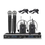 D Debra Audio D-440 !!!UHF 4-Channel Wireless Microphone System with 4 Cordless Mics, Home Karaoke KTV Set, Ideal for Party, Church, Weddings, Stage, DJ, Outdoor, 300 Ft (2 Handheld & 2 Bodypack)