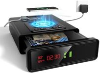 XDeer Biometric Smart Safe with Wireless Charging for Phone and Watch, 3 Quick Access with Bedside Drawer Safe,LED Light Digital Clock handgun safe