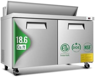 60" W Commercial Refrigerator Sandwich Salad Prep Table, 18.6 Cu.Ft Stainless Steel Food Prep Fridge with 16 Pans, Self-closing Door, Adjustable Shelves, Auto Defrost, Good Choice for Salad Shops