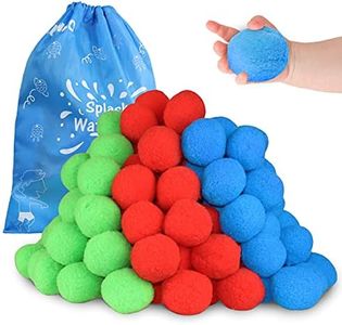 60 Reusable Cotton Water Balls Outdoor Toys for Kids 4-8 8-12, Summer Splash Water Balloons for Teens and Adults Ourdoor Trampoline Accessories Water Toys