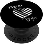 Proud Corrections Officer Wife Gift American Flag Heart PopSockets PopGrip: Swappable Grip for Phones & Tablets