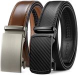 BOSTANTEN Ratchet Leather Belt For Men 2 Pack Dress and Casual with Adjustable Buckle, Trim to Fit