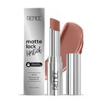 RENEE Matte Lock Lipstick - Jazz, Moisturizing, Long Lasting & Weightless Formula, Intense Color Pay Off with Ultra-Matte Finish, Enriched with Avocado oil, Vitamin E, D & Beta-Carotene, 3.5 Gm